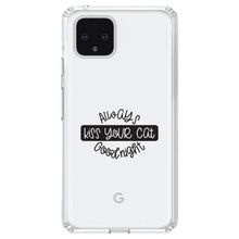 DistinctInk® Clear Shockproof Hybrid Case for Apple iPhone / Samsung Galaxy / Google Pixel - Always Kiss Your Cat Goodnight