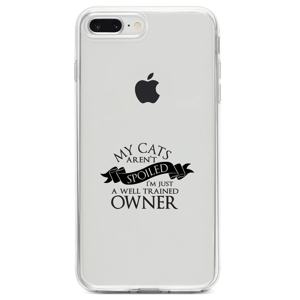 Cats Aren't Spoiled Well Trained Owner Clear Shockproof iPhone Case, view 6