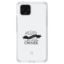 DistinctInk® Clear Shockproof Hybrid Case for Apple iPhone / Samsung Galaxy / Google Pixel - Cats Aren't Spoiled Well Trained Owner