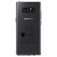 DistinctInk® Clear Shockproof Hybrid Case for Apple iPhone / Samsung Galaxy / Google Pixel - I Work Hard So My Cat Can Have a Better Life