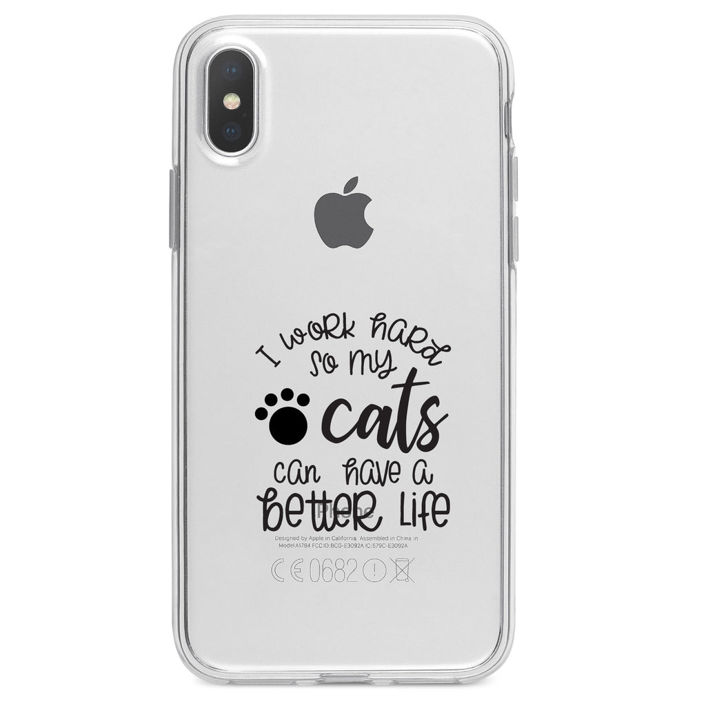 I Work Hard So My Cats Can Have a Better Life Clear Shockproof iPhone Case, view 4