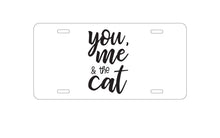 DistinctInk Custom Aluminum Decorative Vanity Front License Plate - You, Me & the Cat