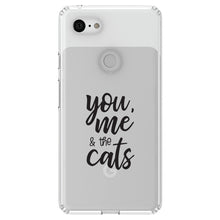 DistinctInk® Clear Shockproof Hybrid Case for Apple iPhone / Samsung Galaxy / Google Pixel - You, Me & the Cats