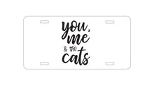 DistinctInk Custom Aluminum Decorative Vanity Front License Plate - You, Me & the Cats