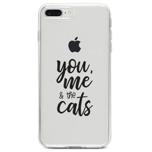 DistinctInk® Clear Shockproof Hybrid Case for Apple iPhone / Samsung Galaxy / Google Pixel - You, Me & the Cats