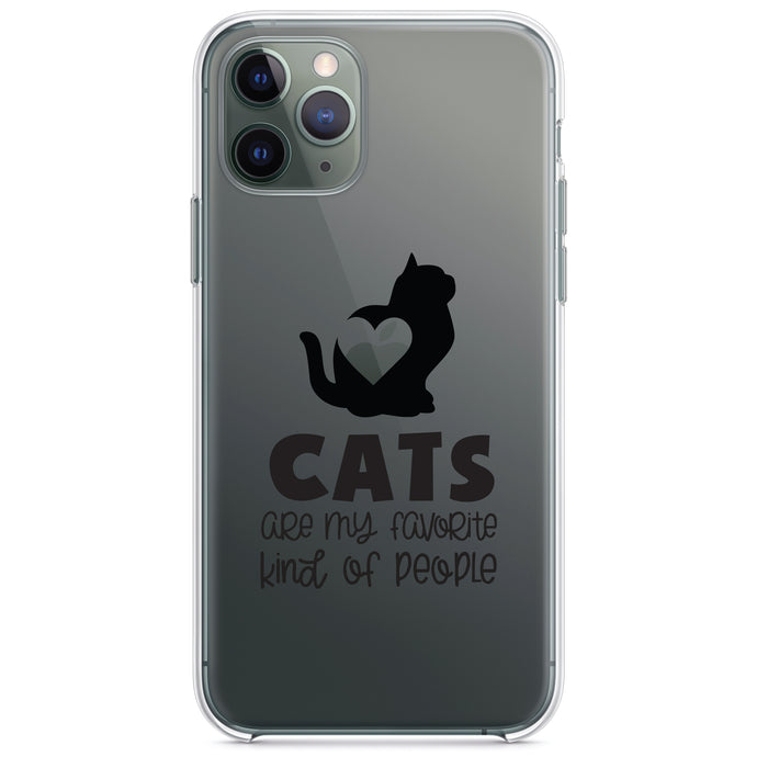 DistinctInk® Clear Shockproof Hybrid Case for Apple iPhone / Samsung Galaxy / Google Pixel - Cats Are My Favorite Kind of People