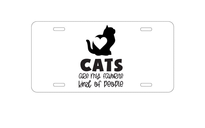DistinctInk Custom Aluminum Decorative Vanity Front License Plate - Cats Are My Favorite Kind of People