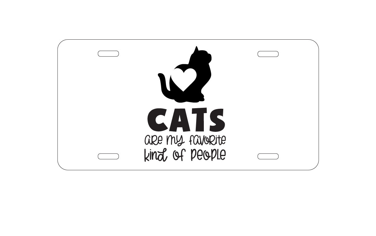 DistinctInk Custom Aluminum Decorative Vanity Front License Plate - Cats Are My Favorite Kind of People