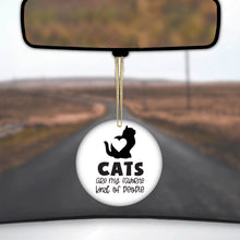 DistinctInk® Hanging Ceramic Christmas Tree Ornament with Gold String - Great Gift / Present - 2 3/4 inch Diameter - Cats Are My Favorite Kind of People
