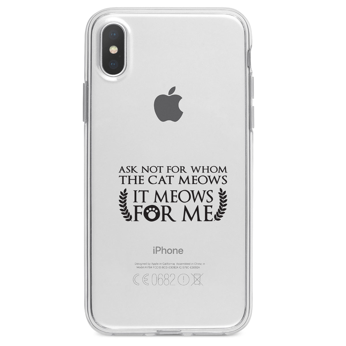 Ask Not For Whom the Cat Meows Clear Shockproof iPhone Case, view 3