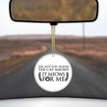 DistinctInk® Hanging Ceramic Christmas Tree Ornament with Gold String - Great Gift / Present - 2 3/4 inch Diameter - Ask Not For Whom the Cat Meows