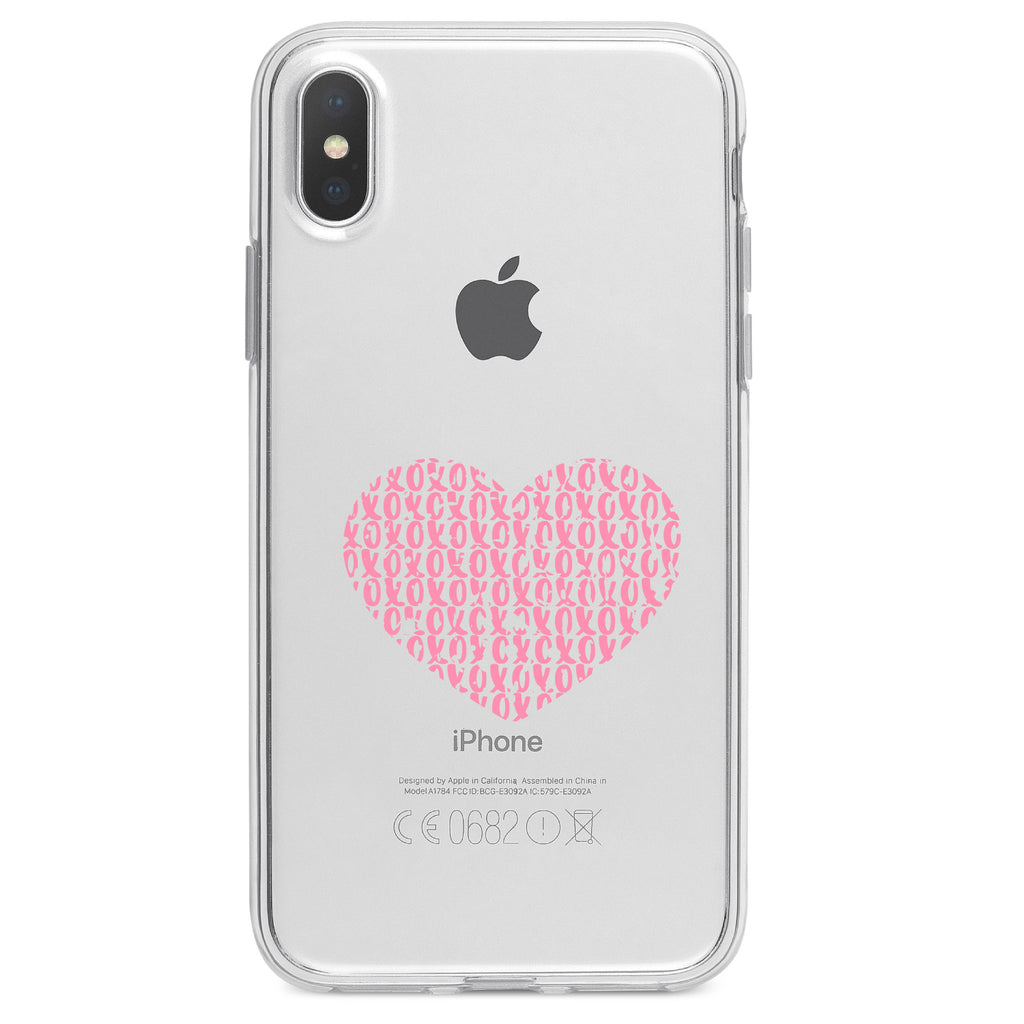 XOXO Heart Pink Clear Shockproof iPhone Case, view 2