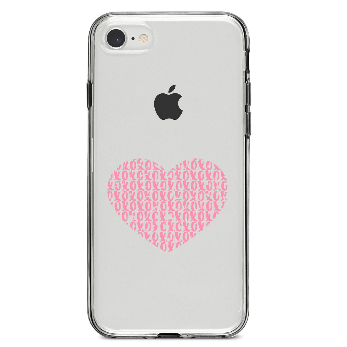 XOXO Heart Pink Clear Shockproof iPhone Case, view 5