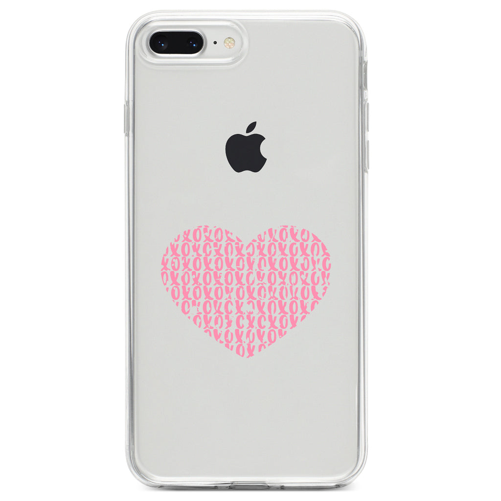 XOXO Heart Pink Clear Shockproof iPhone Case, view 6
