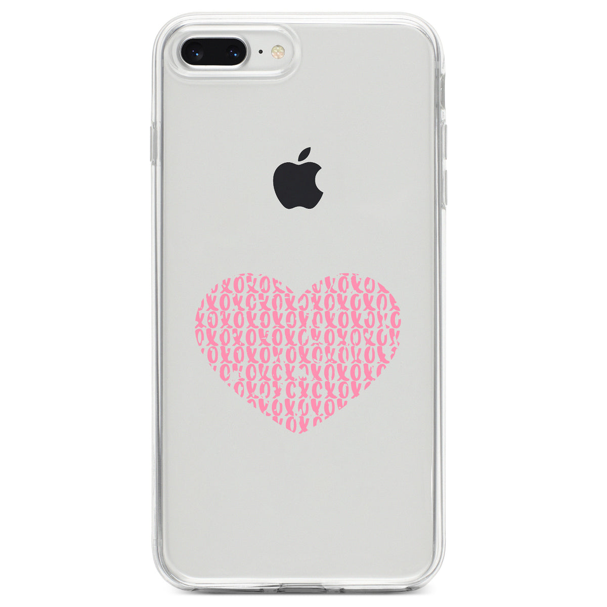 XOXO Heart Pink Clear Shockproof iPhone Case, view 6