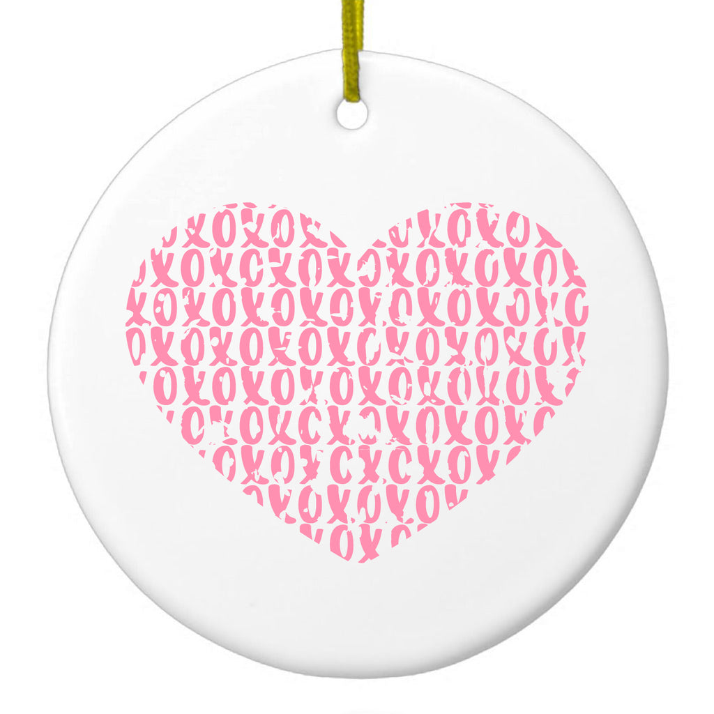 XOXO Heart Pink Ceramic Ornament