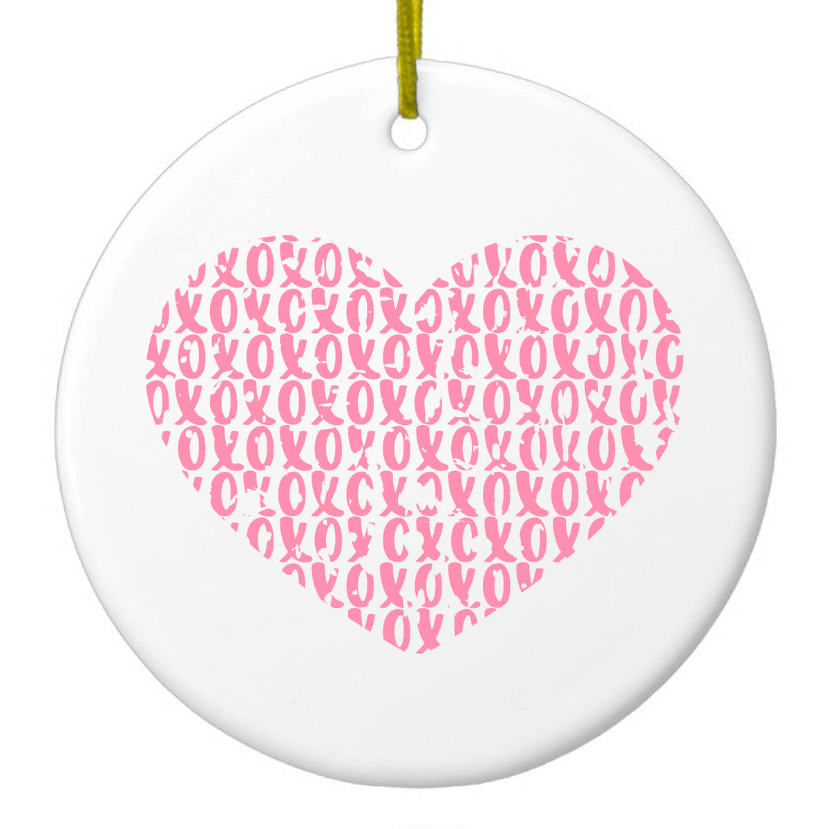 XOXO Heart Pink Ceramic Ornament