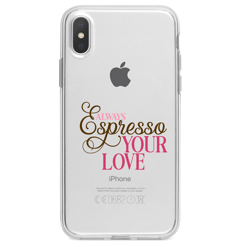 Always Espresso Your Love Clear Shockproof iPhone Case, view 3