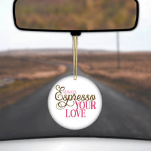 DistinctInk® Hanging Ceramic Christmas Tree Ornament with Gold String - Great Gift / Present - 2 3/4 inch Diameter - Always Espresso Your Love