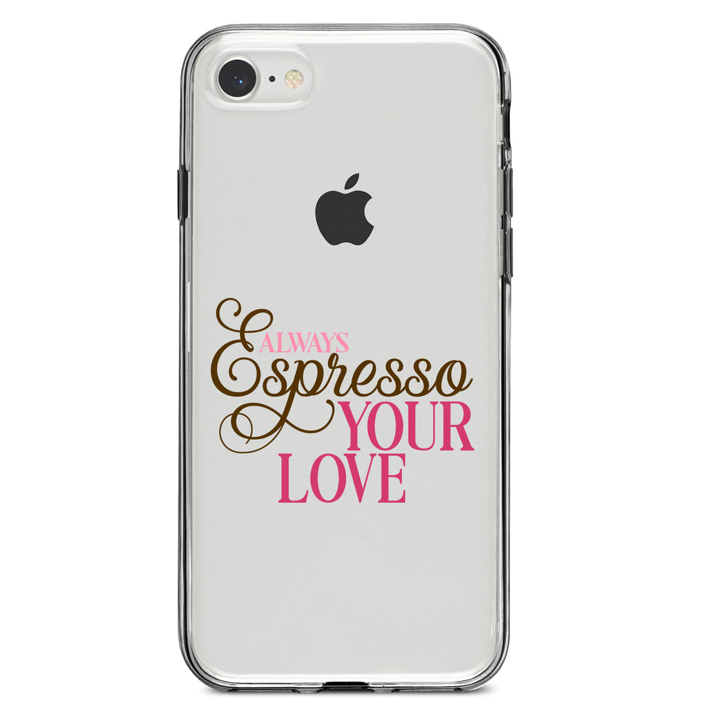 Always Espresso Your Love Clear Shockproof iPhone Case, view 5