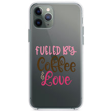 DistinctInk® Clear Shockproof Hybrid Case for Apple iPhone / Samsung Galaxy / Google Pixel - Fueled By Coffee & Love