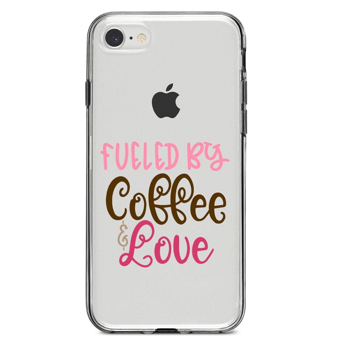 Fueled By Coffee & Love Clear Shockproof iPhone Case, view 5