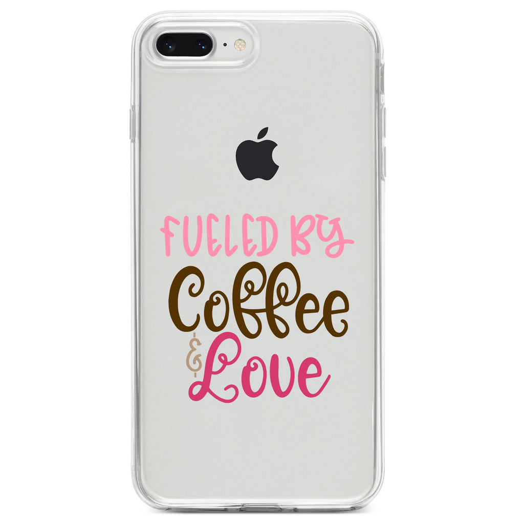 Fueled By Coffee & Love Clear Shockproof iPhone Case, view 6