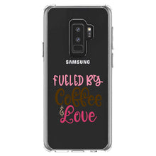 DistinctInk® Clear Shockproof Hybrid Case for Apple iPhone / Samsung Galaxy / Google Pixel - Fueled By Coffee & Love