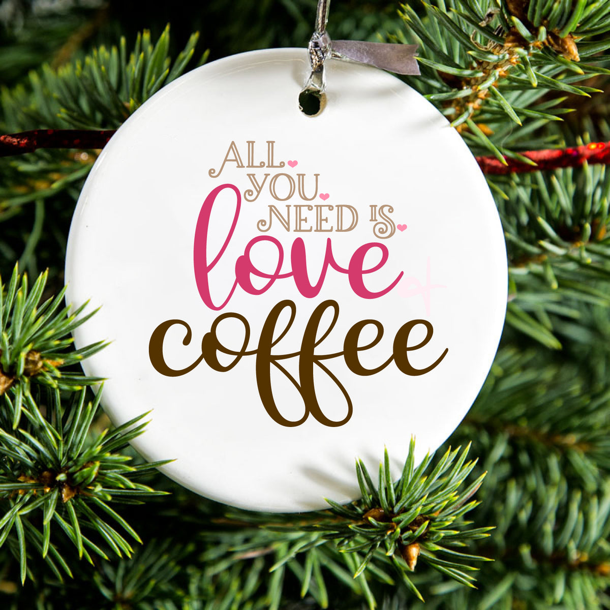 All You Need Is Love & Coffee Ceramic Ornament, view 2