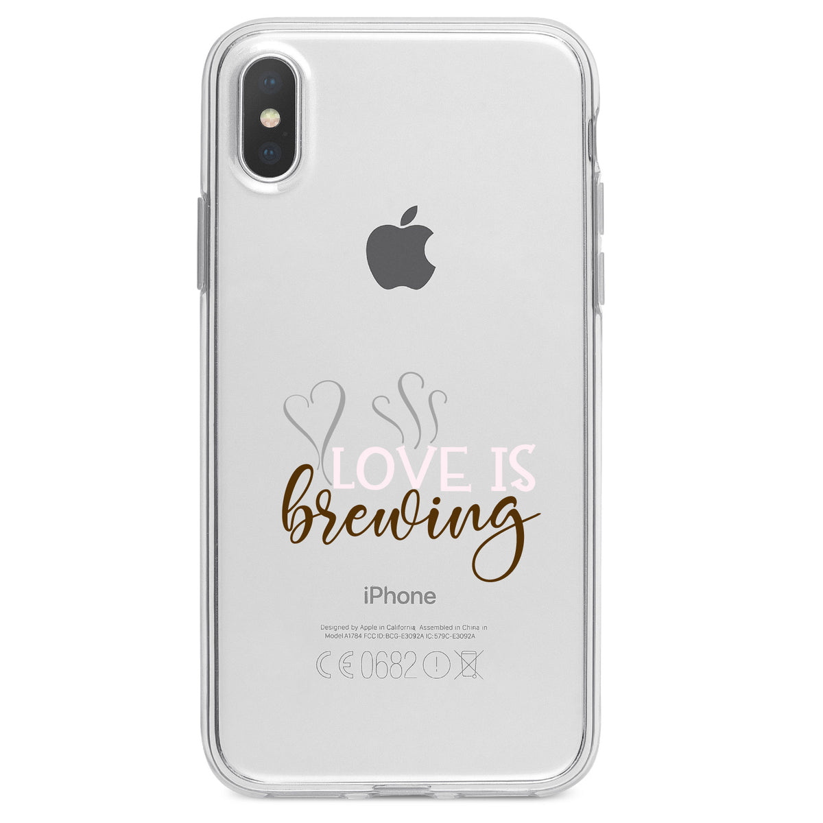 Love is Brewing, Coffee Clear Shockproof iPhone Case, view 2