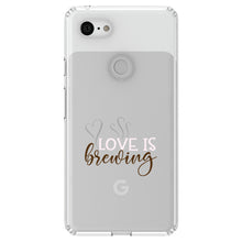 DistinctInk® Clear Shockproof Hybrid Case for Apple iPhone / Samsung Galaxy / Google Pixel - Love is Brewing - Coffee