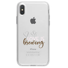 DistinctInk® Clear Shockproof Hybrid Case for Apple iPhone / Samsung Galaxy / Google Pixel - Love is Brewing - Coffee