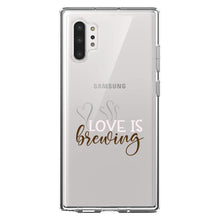 DistinctInk® Clear Shockproof Hybrid Case for Apple iPhone / Samsung Galaxy / Google Pixel - Love is Brewing - Coffee