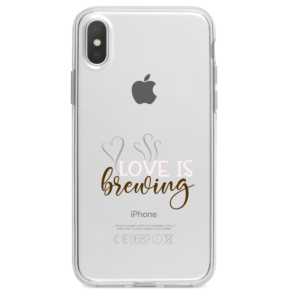 Love is Brewing, Coffee Clear Shockproof iPhone Case, view 3