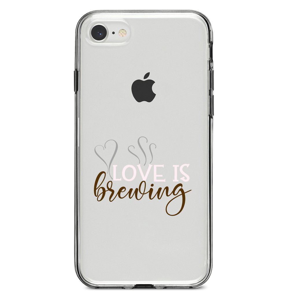 Love is Brewing, Coffee Clear Shockproof iPhone Case, view 5