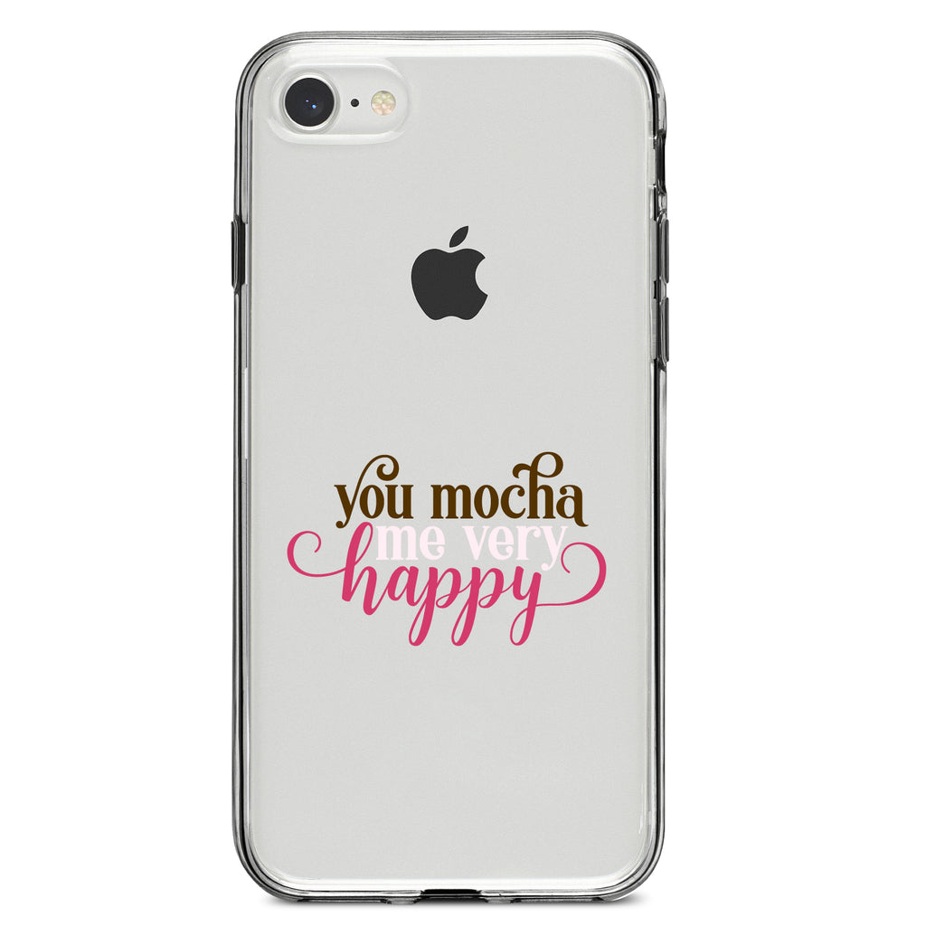 You Mocha Me Very Happy Clear Shockproof iPhone Case, view 5