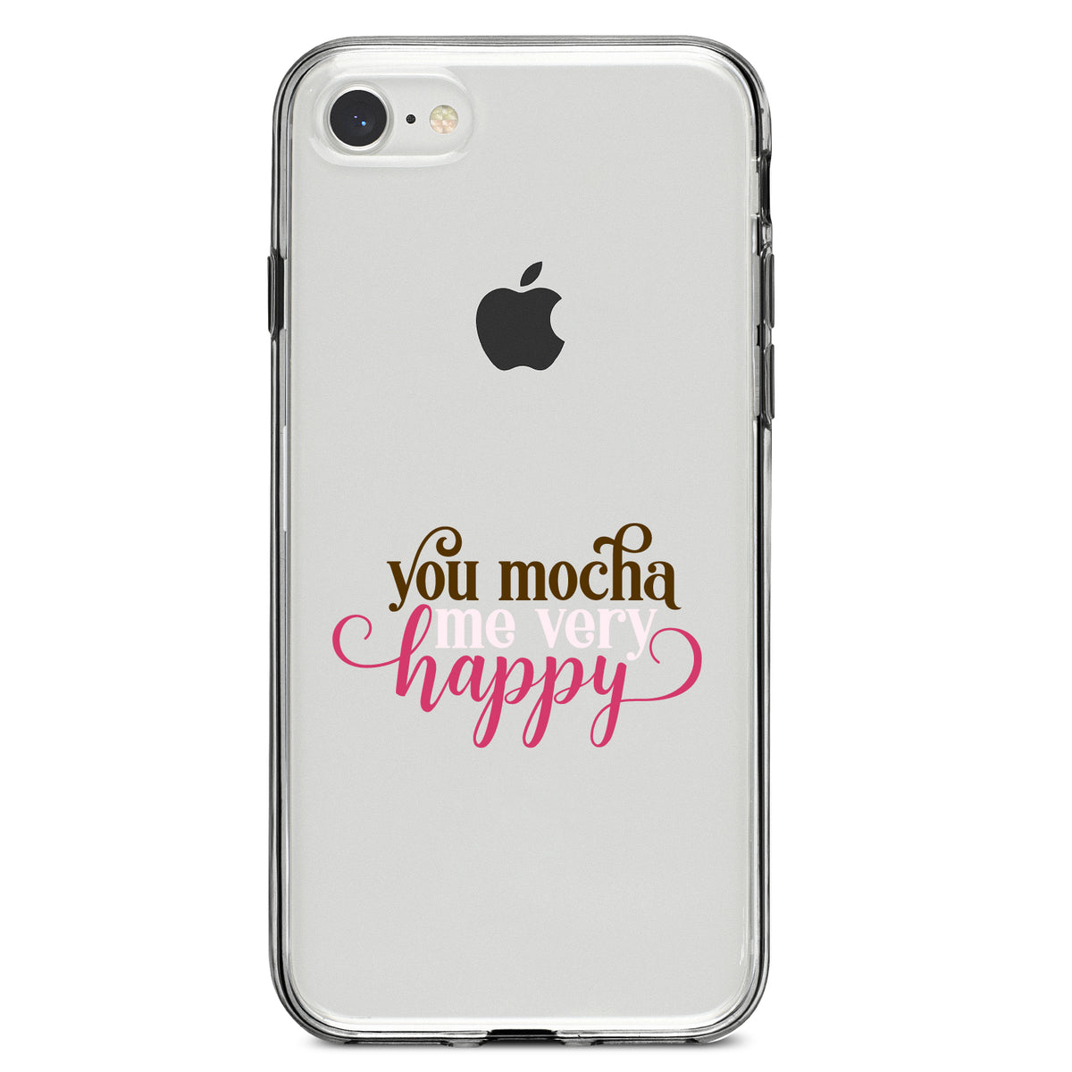 You Mocha Me Very Happy Clear Shockproof iPhone Case, view 5