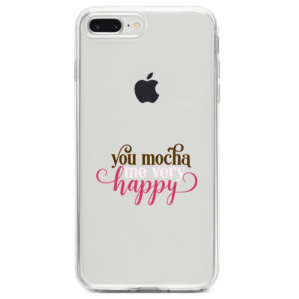 You Mocha Me Very Happy Clear Shockproof iPhone Case, view 6