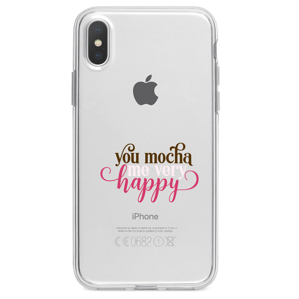 You Mocha Me Very Happy Clear Shockproof iPhone Case, view 4