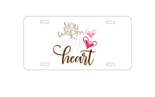 DistinctInk Custom Aluminum Decorative Vanity Front License Plate - You Warm My Heart - Coffee