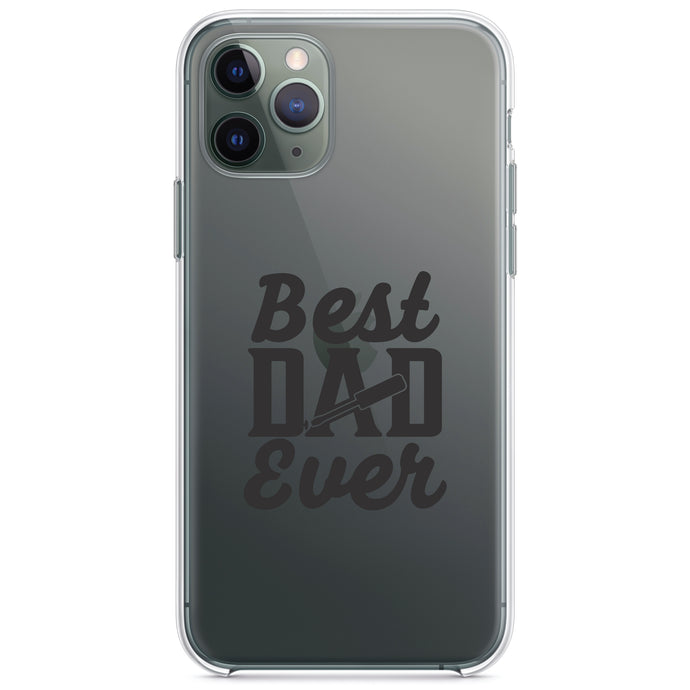 DistinctInk® Clear Shockproof Hybrid Case for Apple iPhone / Samsung Galaxy / Google Pixel - Bed Dad Ever - Screwdriver