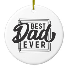 DistinctInk® Hanging Ceramic Christmas Tree Ornament with Gold String - Great Gift / Present - 2 3/4 inch Diameter - Bed Dad Ever Word Art