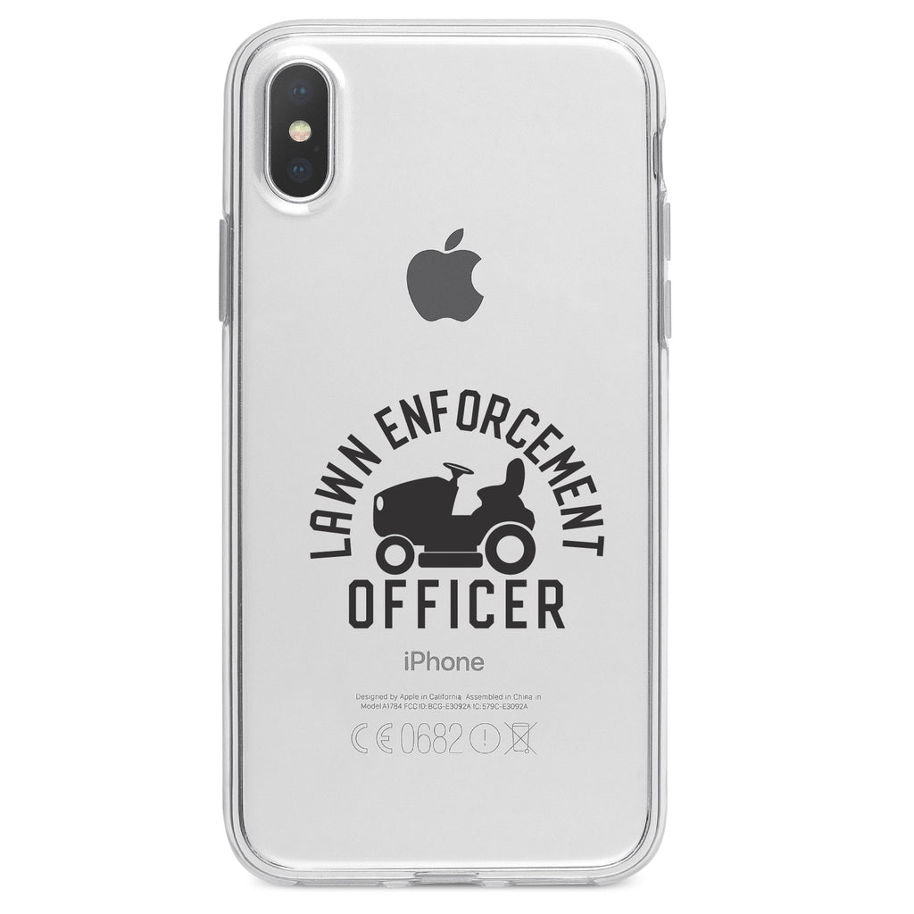 Lawn Enforcement Officer, Lawnmower Clear Shockproof iPhone Case, view 3