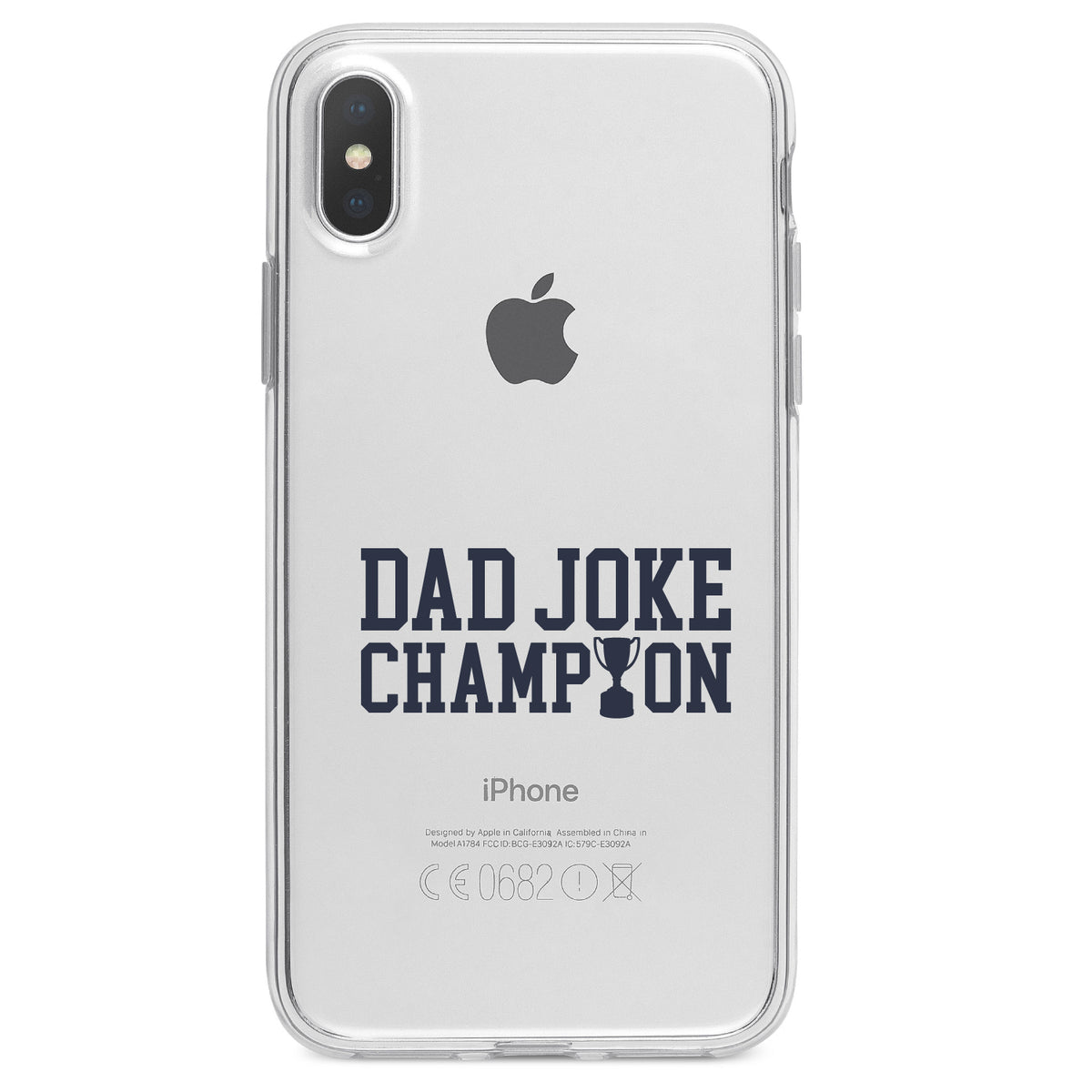Dad Joke Champion Trophy Clear Shockproof iPhone Case, view 4