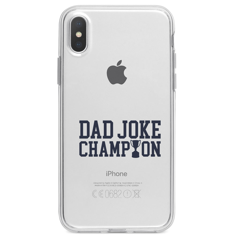 Dad Joke Champion Trophy Clear Shockproof iPhone Case, view 2