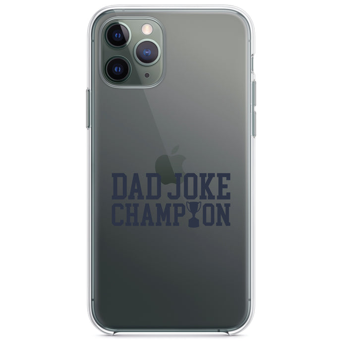 DistinctInk® Clear Shockproof Hybrid Case for Apple iPhone / Samsung Galaxy / Google Pixel - Dad Joke Champion Trophy