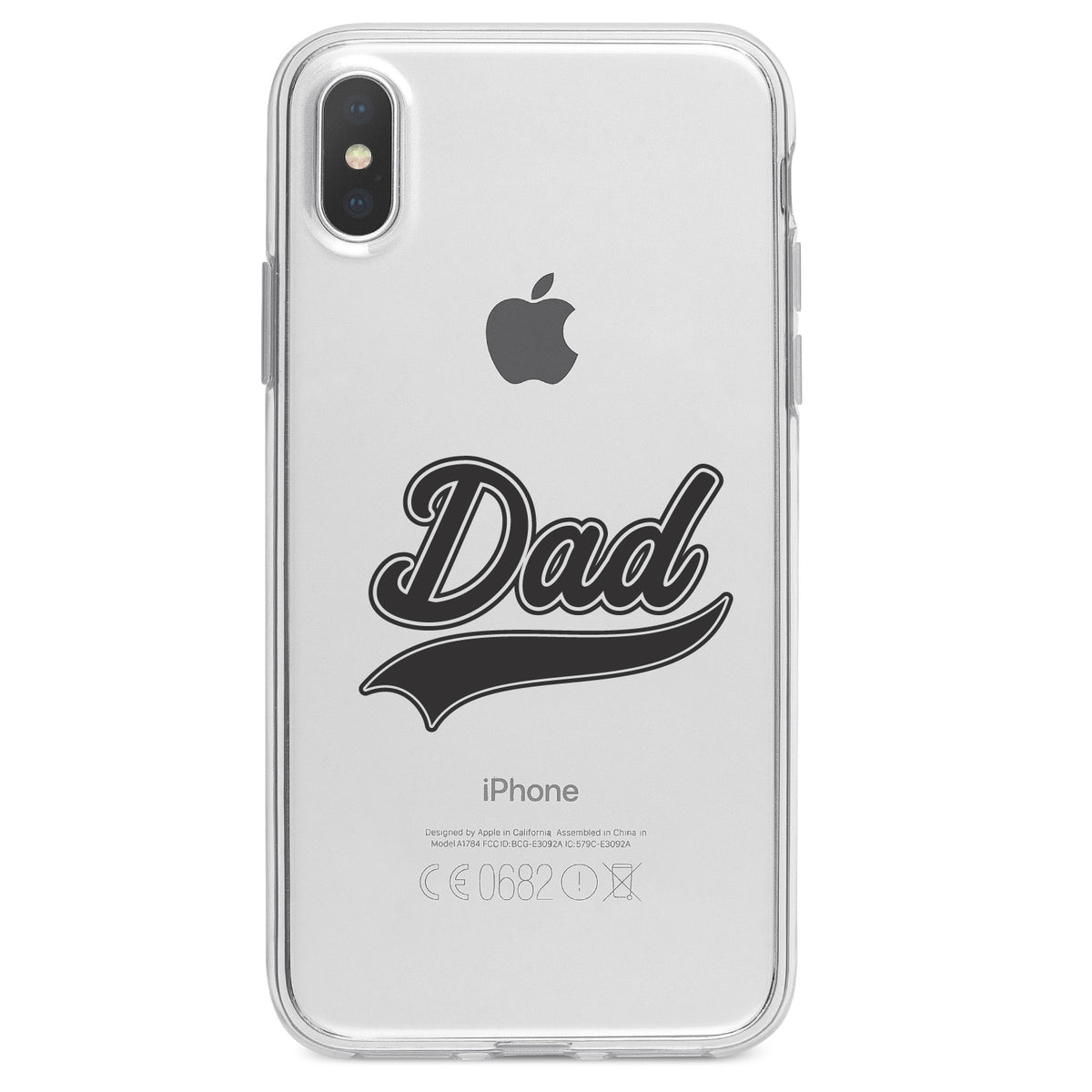 Dad Word Graphic Black Clear Shockproof iPhone Case, view 3