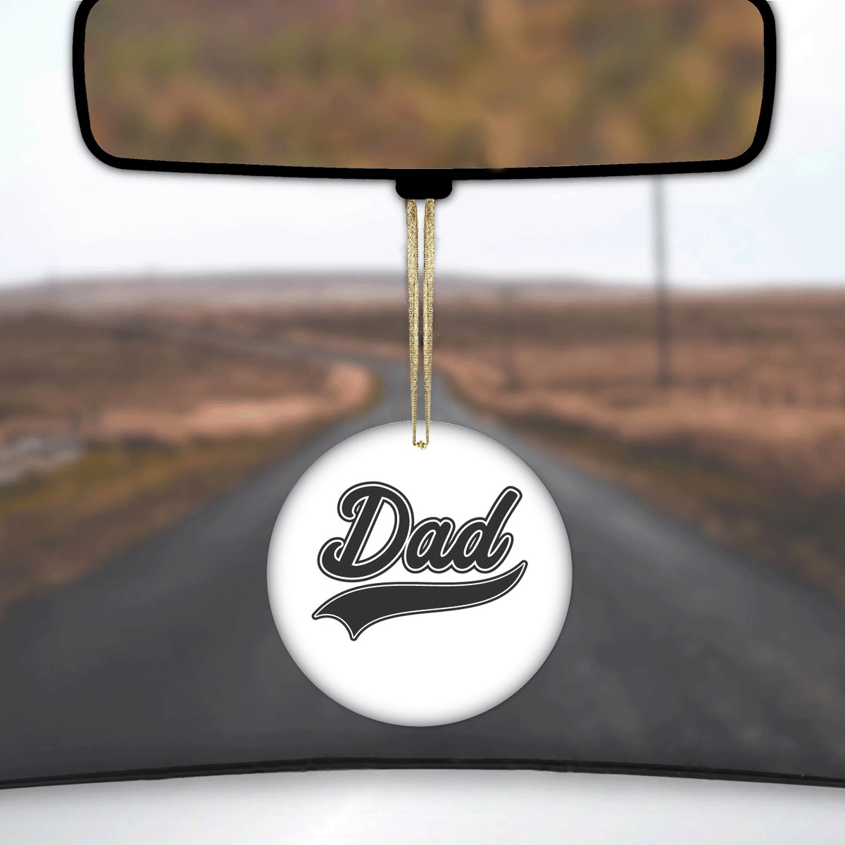 Dad Word Graphic Black Ceramic Ornament, view 3