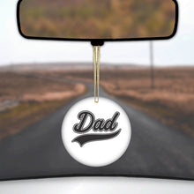 DistinctInk® Hanging Ceramic Christmas Tree Ornament with Gold String - Great Gift / Present - 2 3/4 inch Diameter - Dad Word Graphic Black