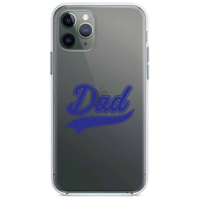 DistinctInk® Clear Shockproof Hybrid Case for Apple iPhone / Samsung Galaxy / Google Pixel - Dad Word Graphic Blue